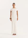 Off White Jersey Cut Out Maxi Dress