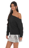 Cut Off Shoulder Jumper in Black