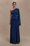 Vivica Slinky Gathered Maxi Skirt Midnight Navy