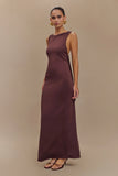 Catelyn Asymmetrical Scuba Jersey Midi Dress Cacao Brown
