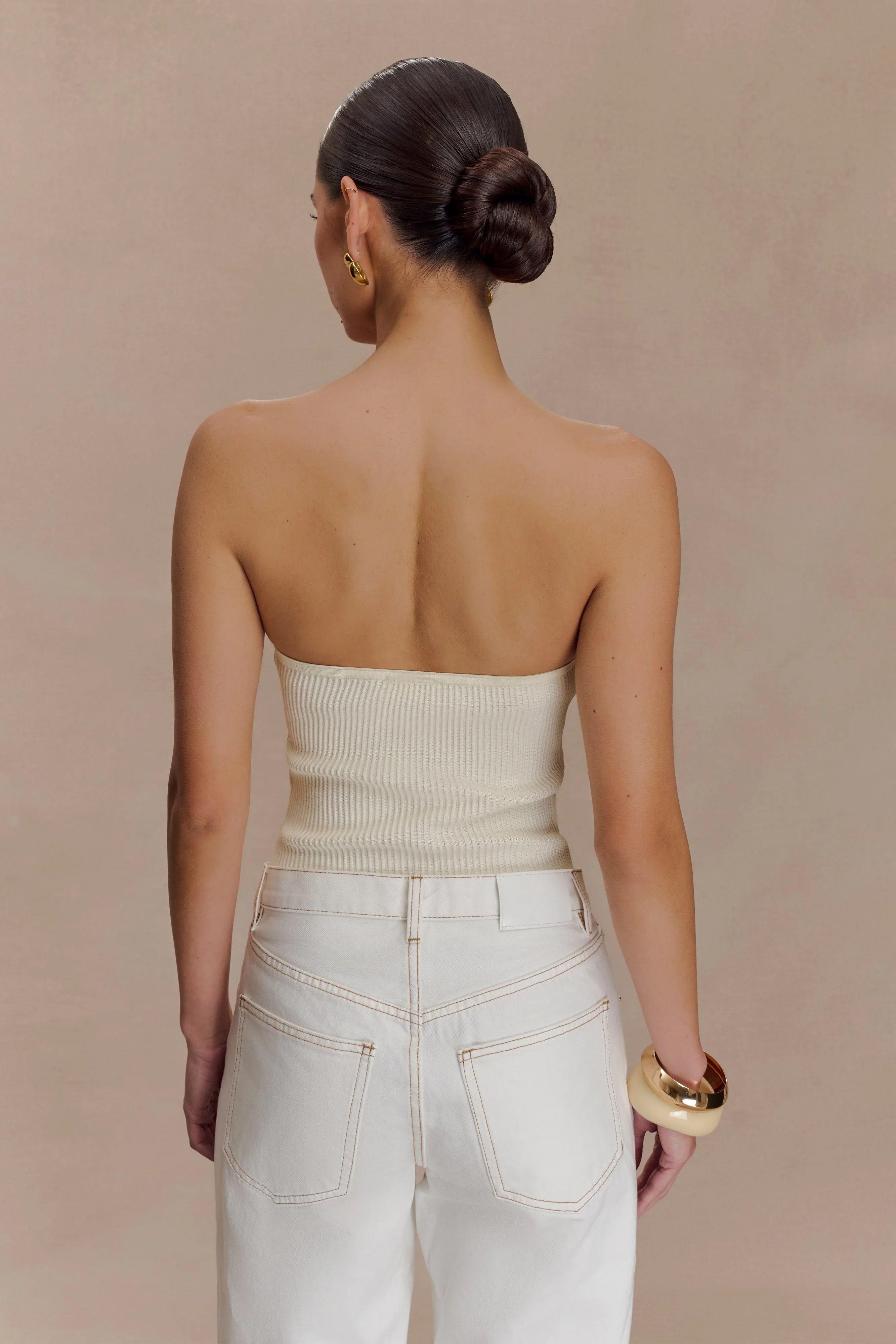 Elodie Strapless Cupped Knit Top Ivory
