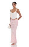 Sequin Floral Mesh Maxi Skirt in Pink