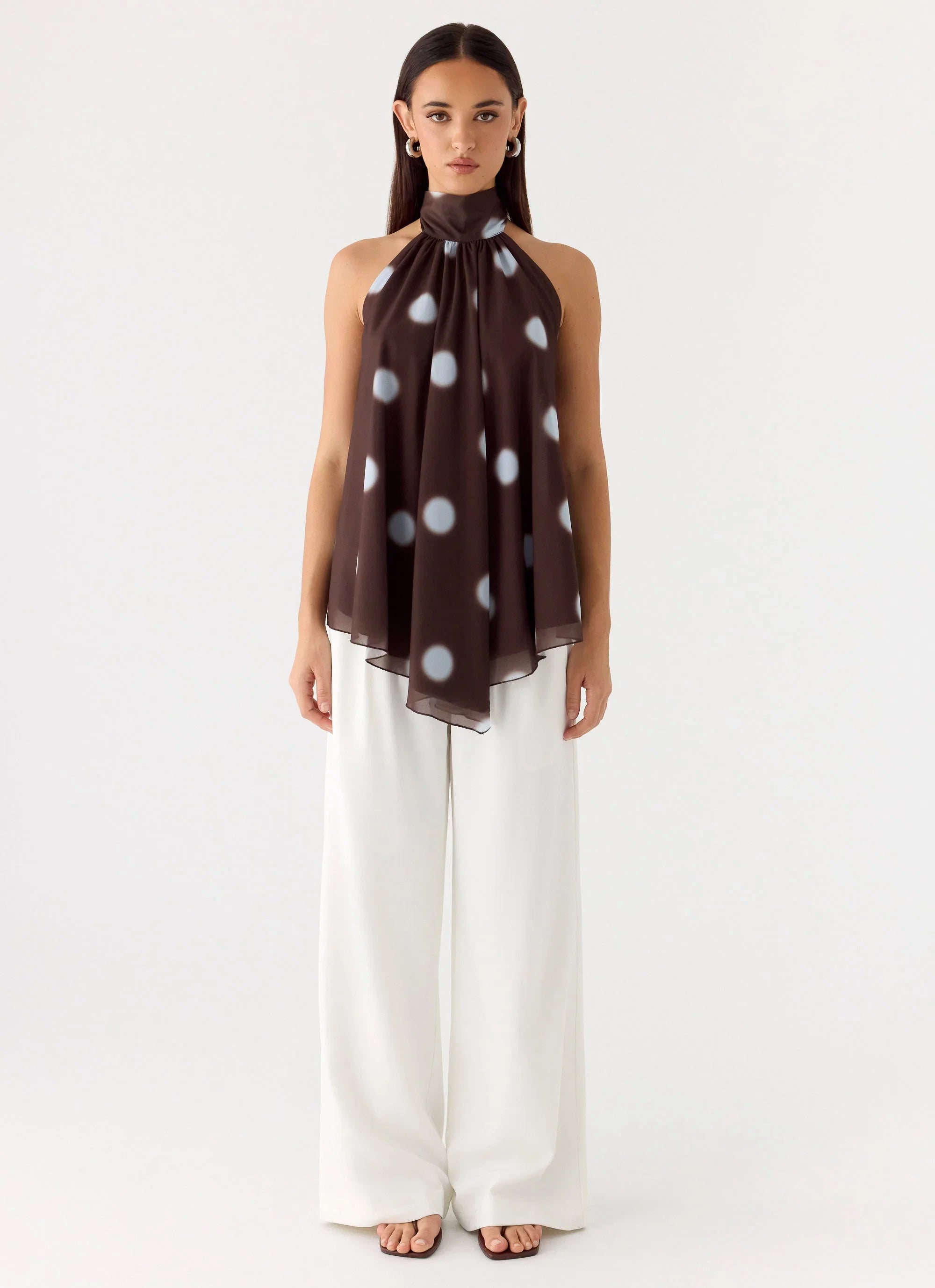 Corrida Backless Top Chocolate Blue Dot