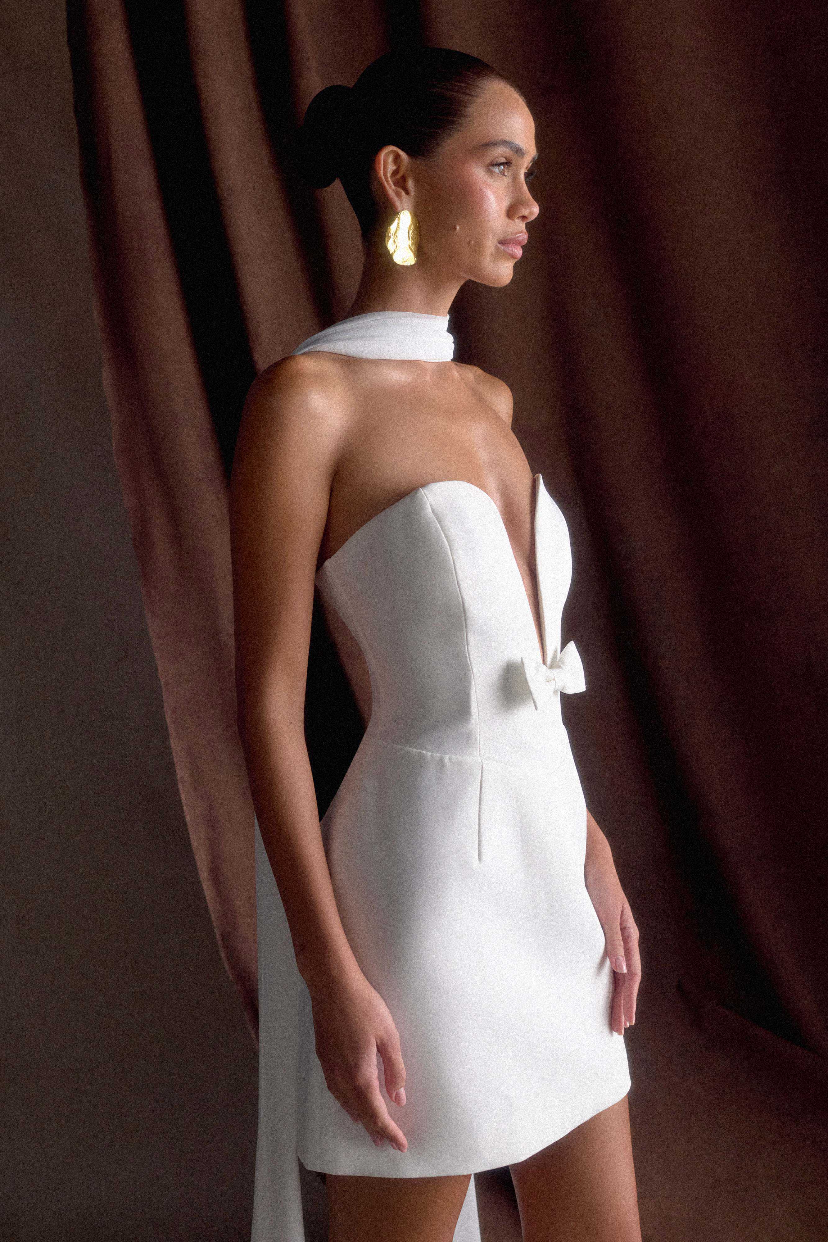 Orellia Strapless Suiting Mini Dress Ivory