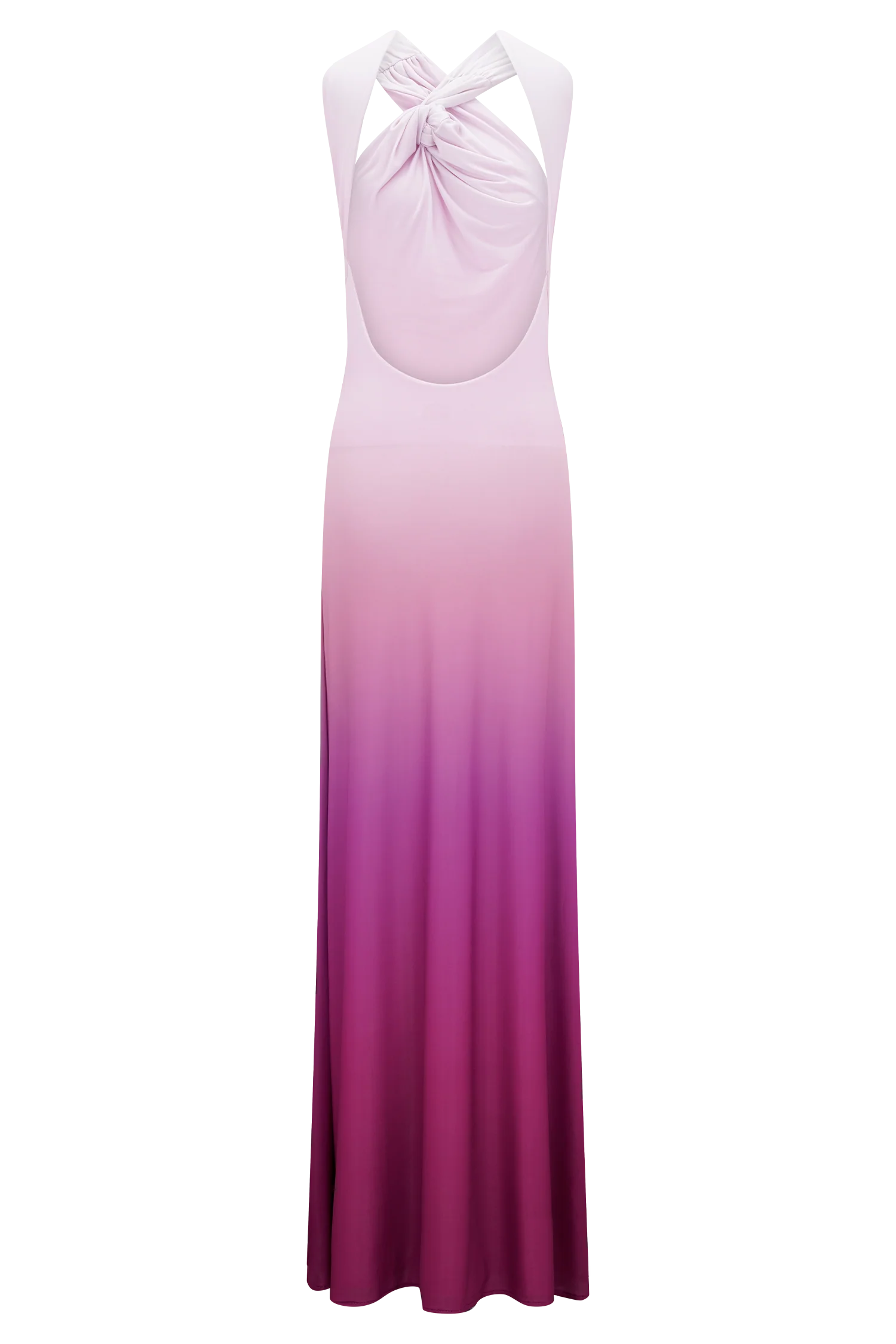 Marlee Asymmetrical Slinky Maxi Dress Ombre Pink