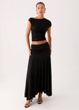 Liana Ruched Maxi Skirt Black