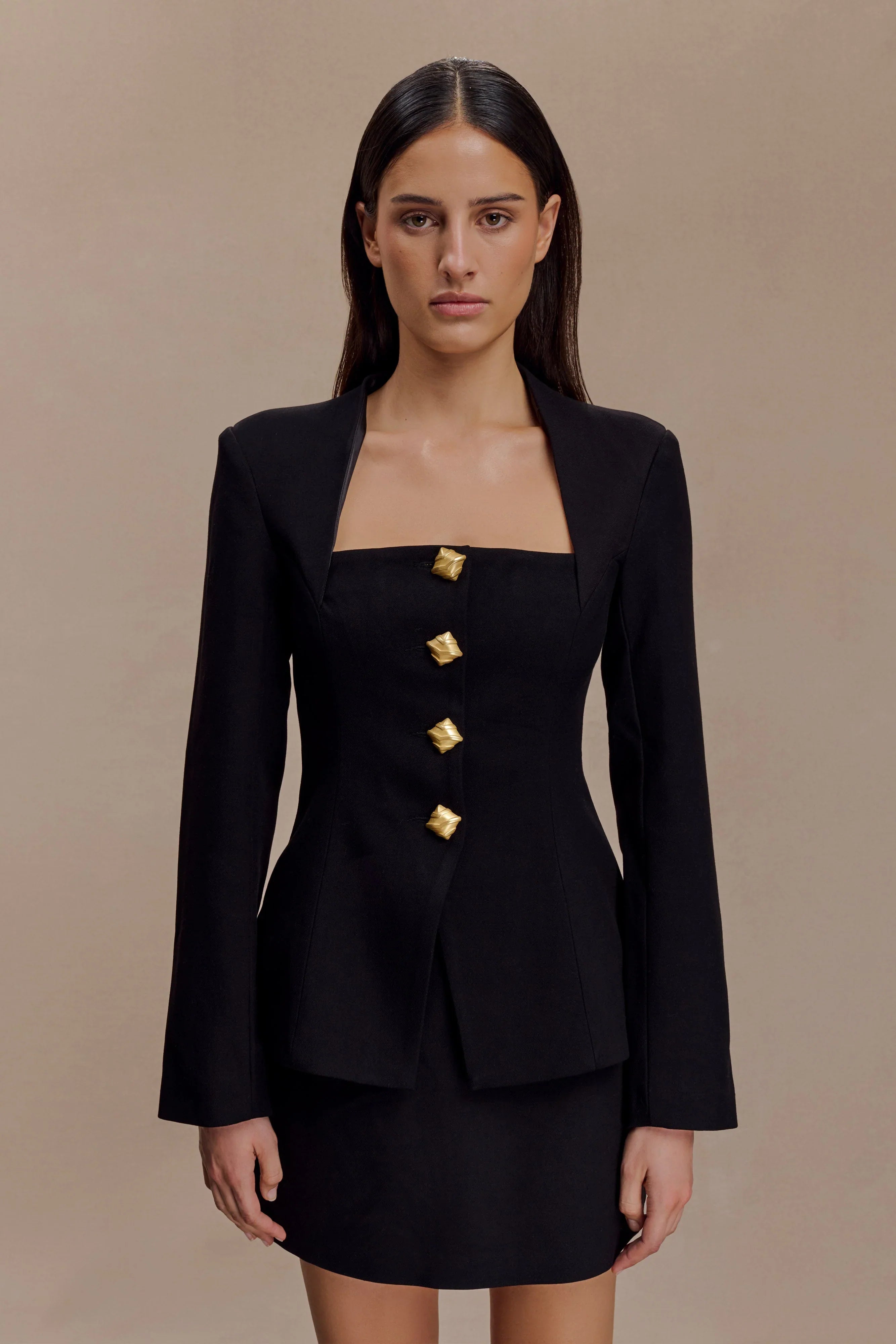 Christel Suiting Fitted Blazer Black