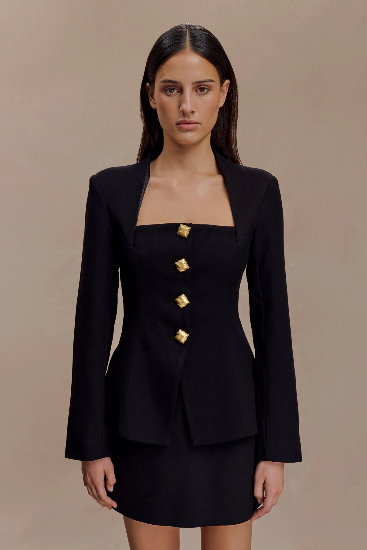 Christel Suiting Fitted Blazer Black