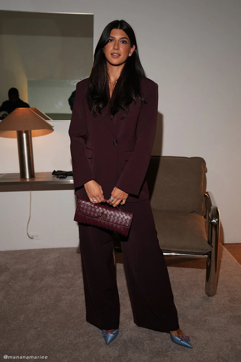 Arlo Wide Leg Suiting Trouser Mahogany