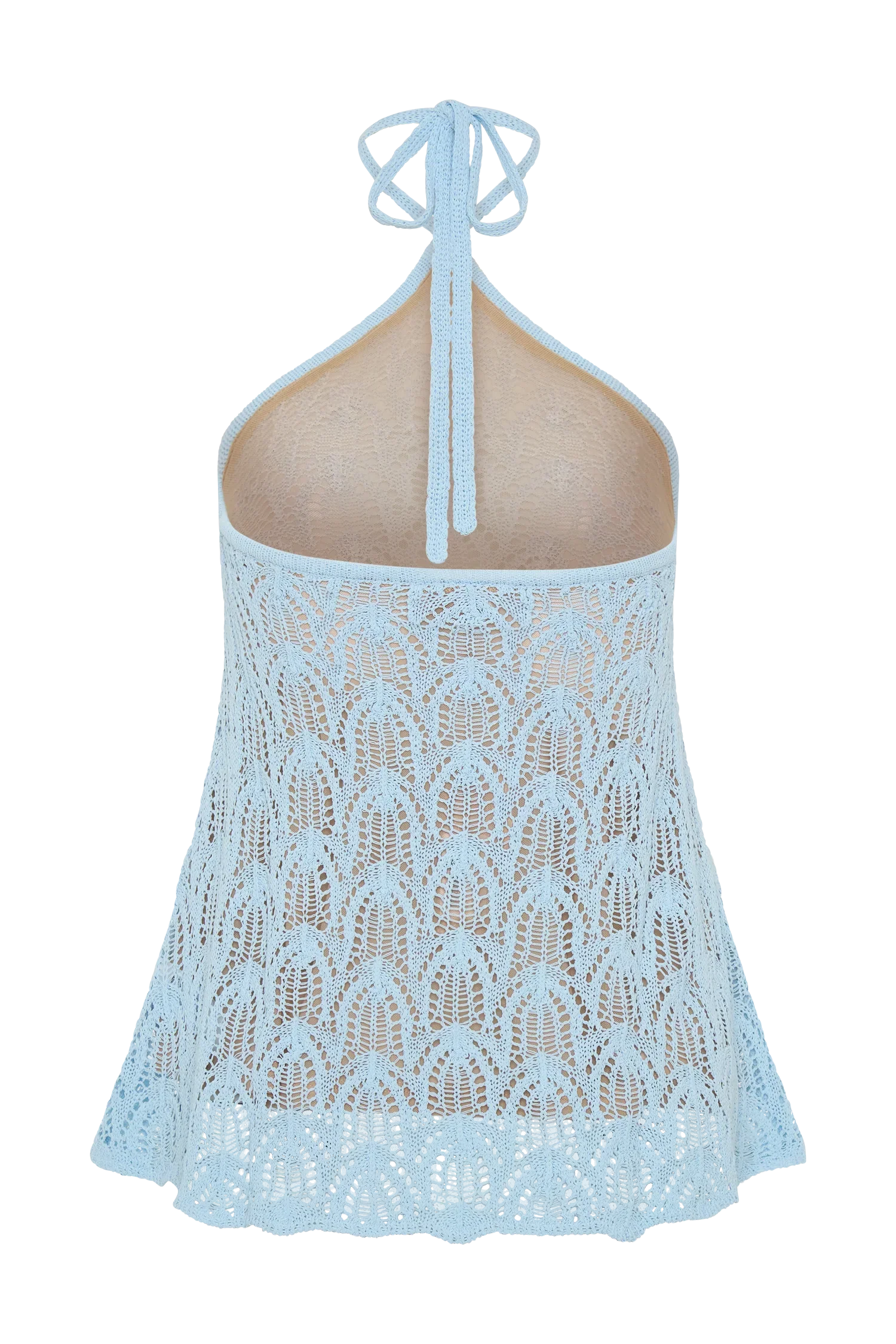 Corey Crochet Halter Neck Top Light Blue
