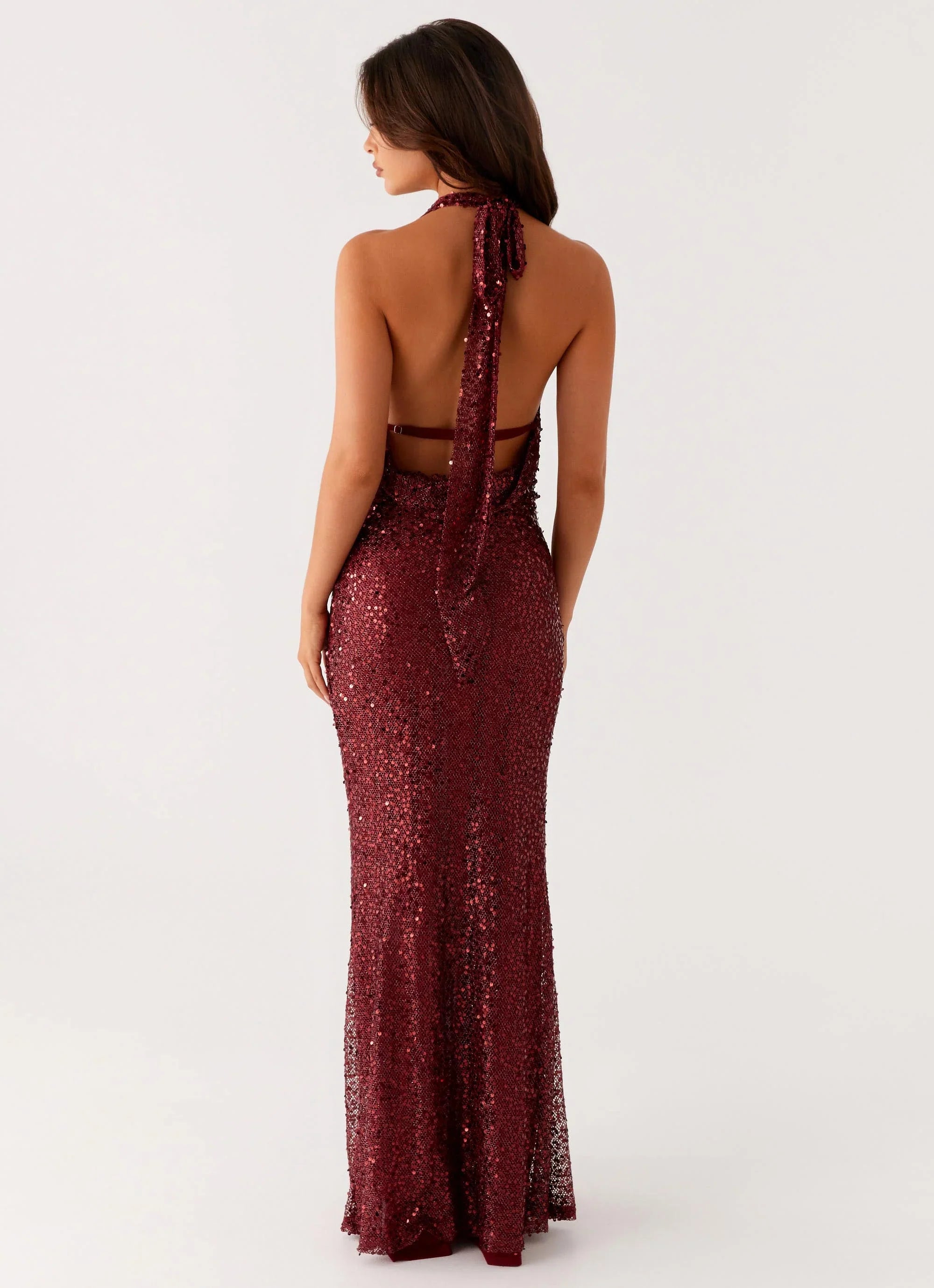 Treasured Sequin Maxi Dress Fuchsia