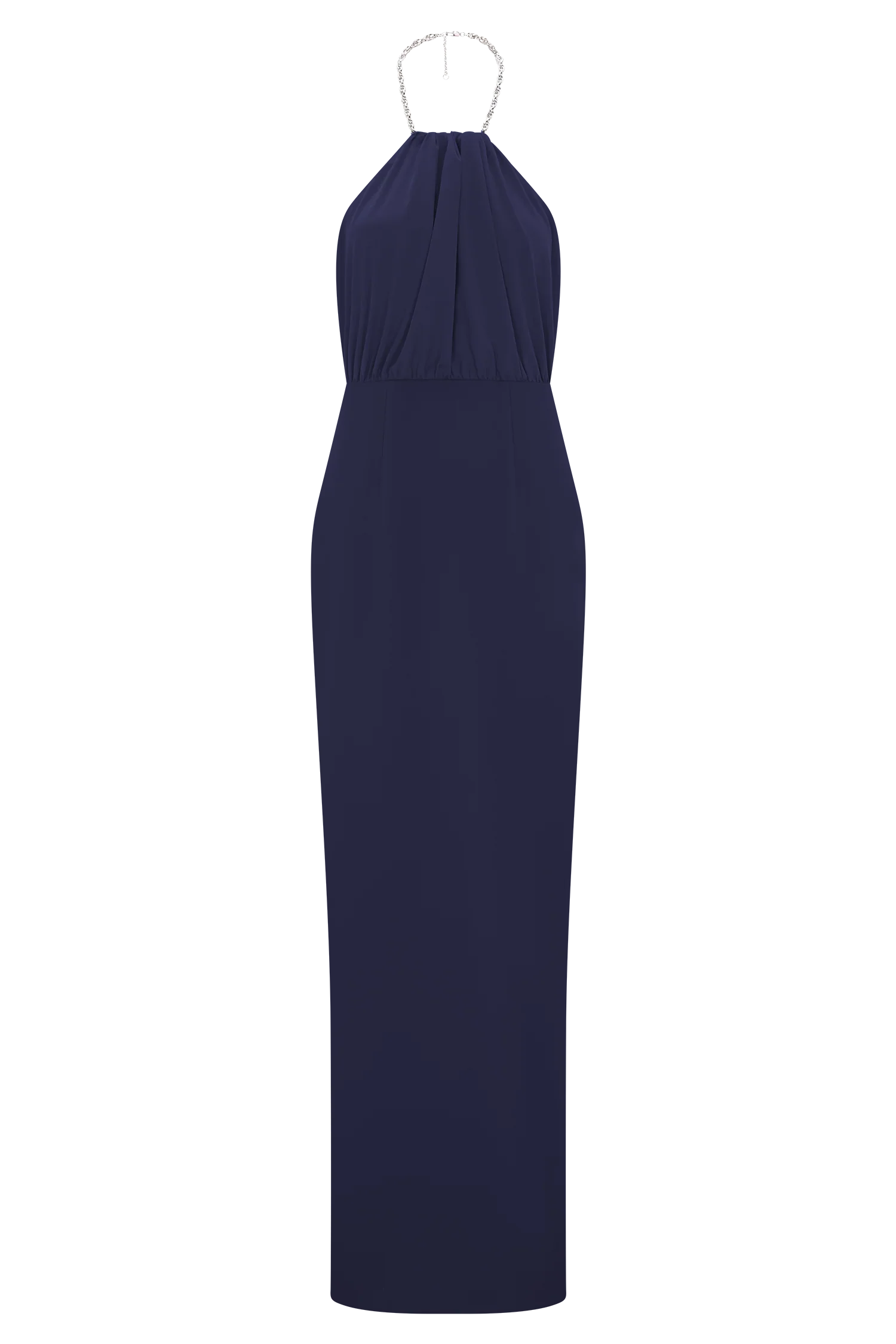 Elina Satin Necklace Maxi Dress Navy