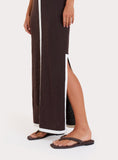 Chocolate Knitted Contrast Trim Midaxi Dress