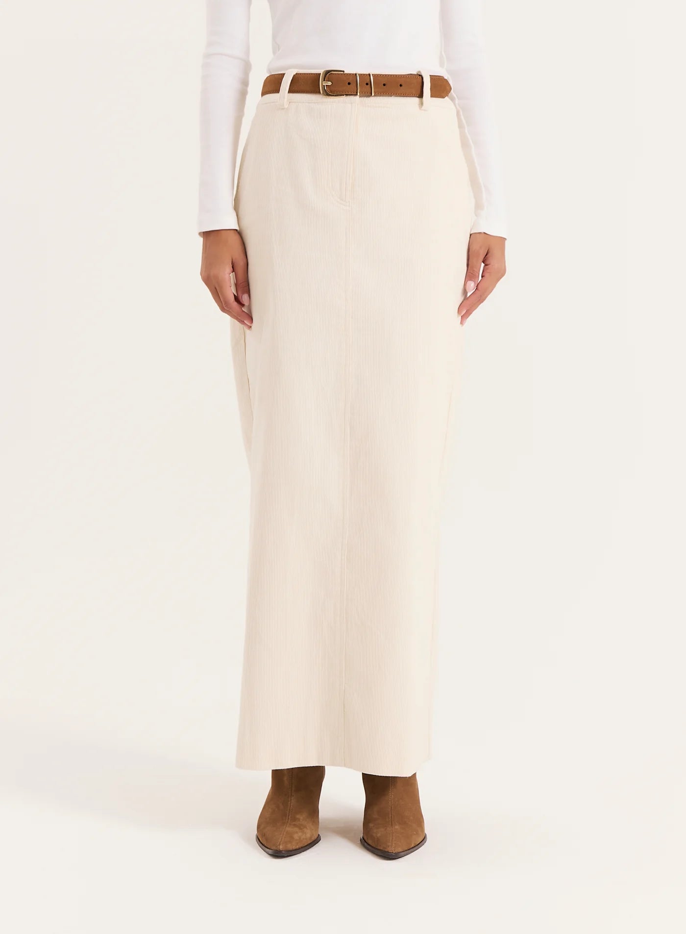 Cream Corduroy Skirt