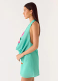 Halia Cowl Mini Dress Jungle Bloom