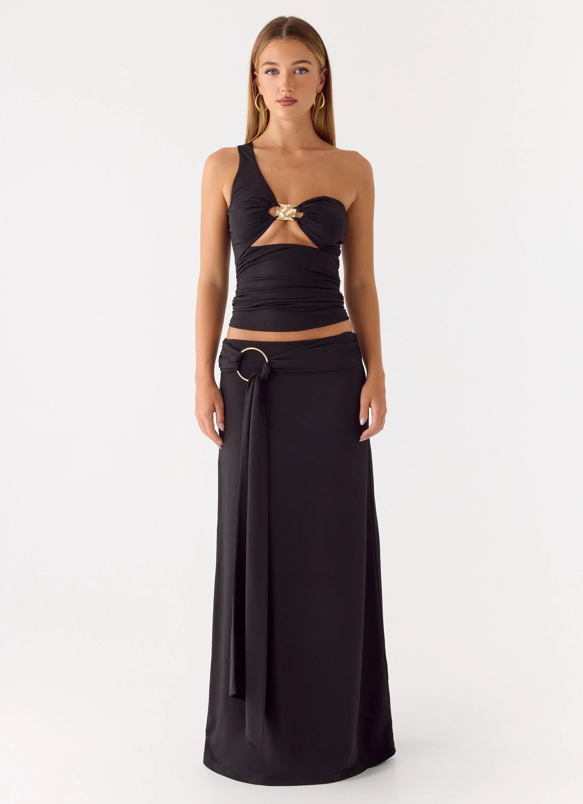Ravi One Shoulder Top Black