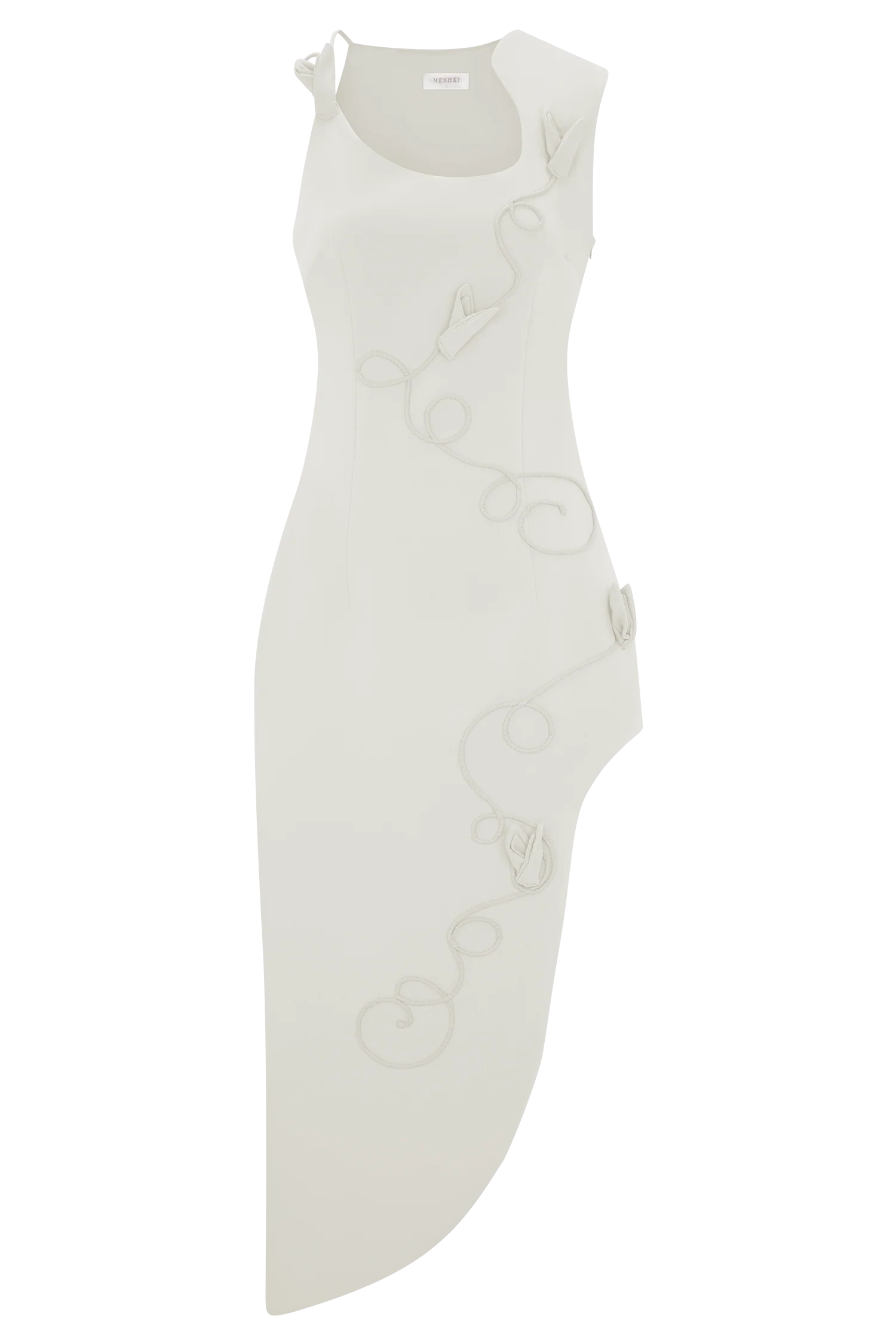 Virginia Suiting Embroidered Midi Dress White