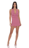 Cowl Neck Halter Dress in Rose Pink
