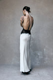 Dinah Lace And Satin Maxi Dress Black Ivory