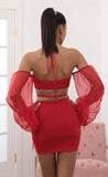 Long Sleeve Off Shoulder Two Piece Set in Red