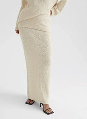 Cream Boucle Knit Skirt