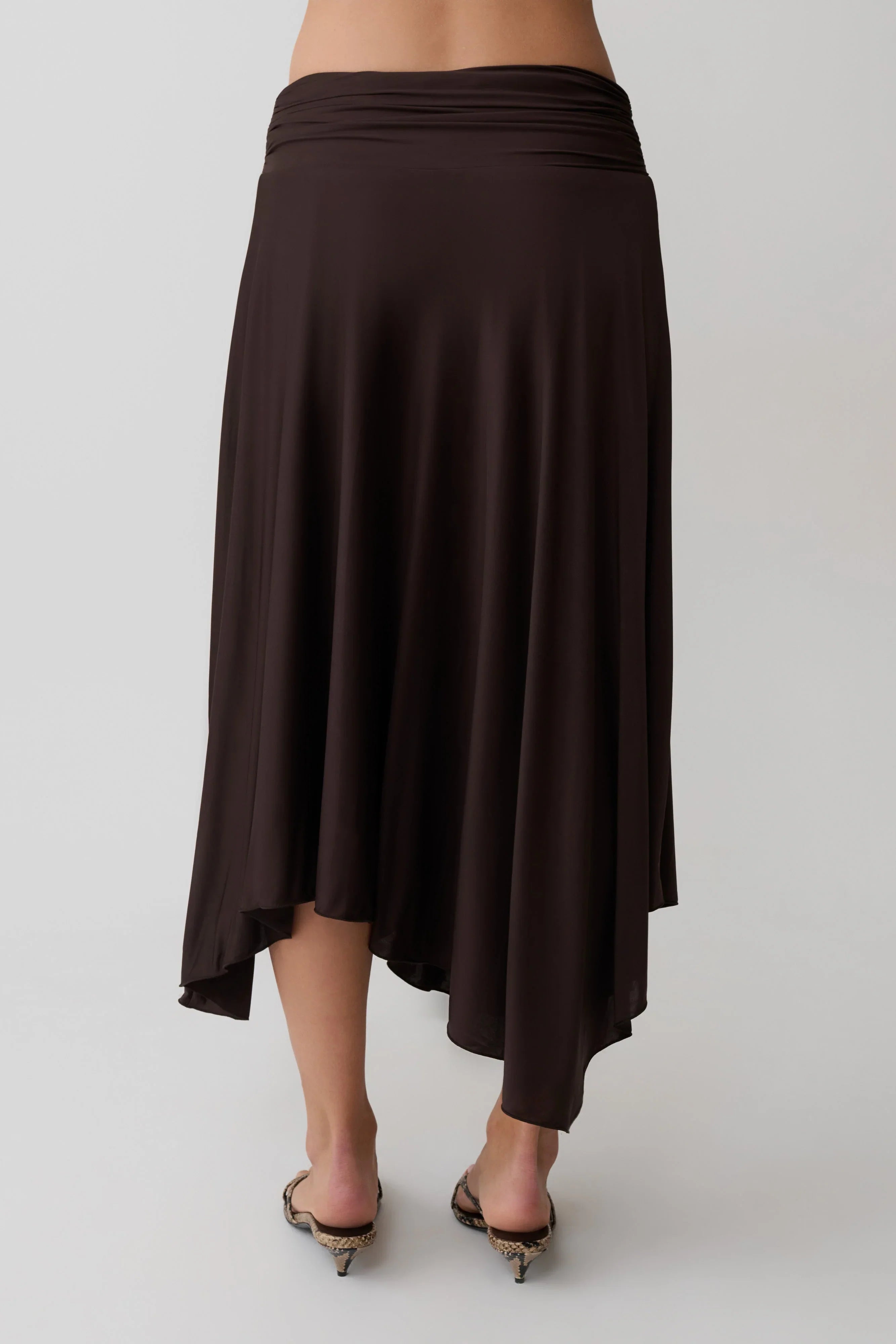Luu Slinky Midi Skirt Dark Chocolate