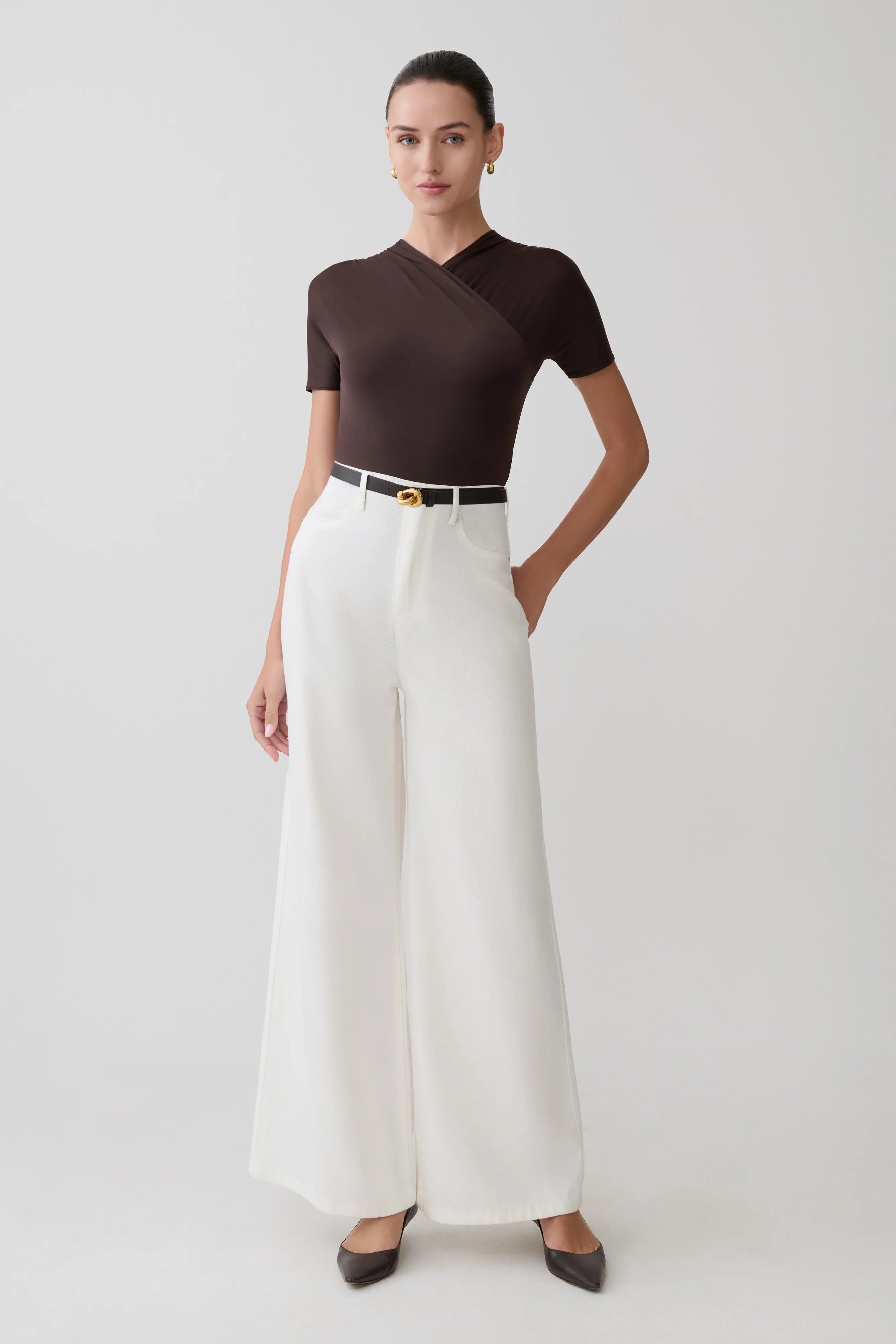Shae Wide Leg Denim Jeans White