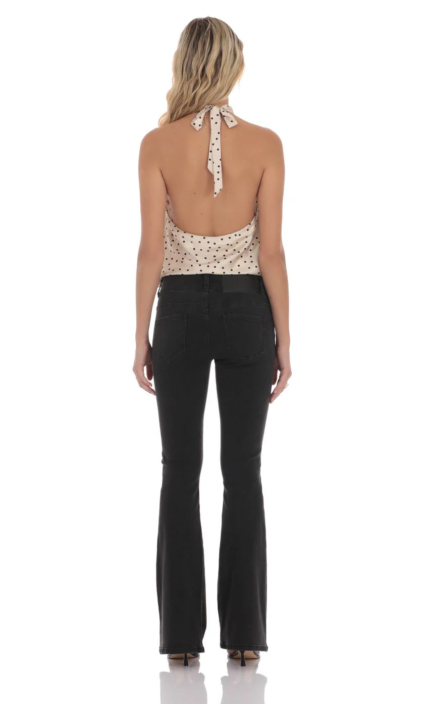 Low Rise Flare Jeans in Black