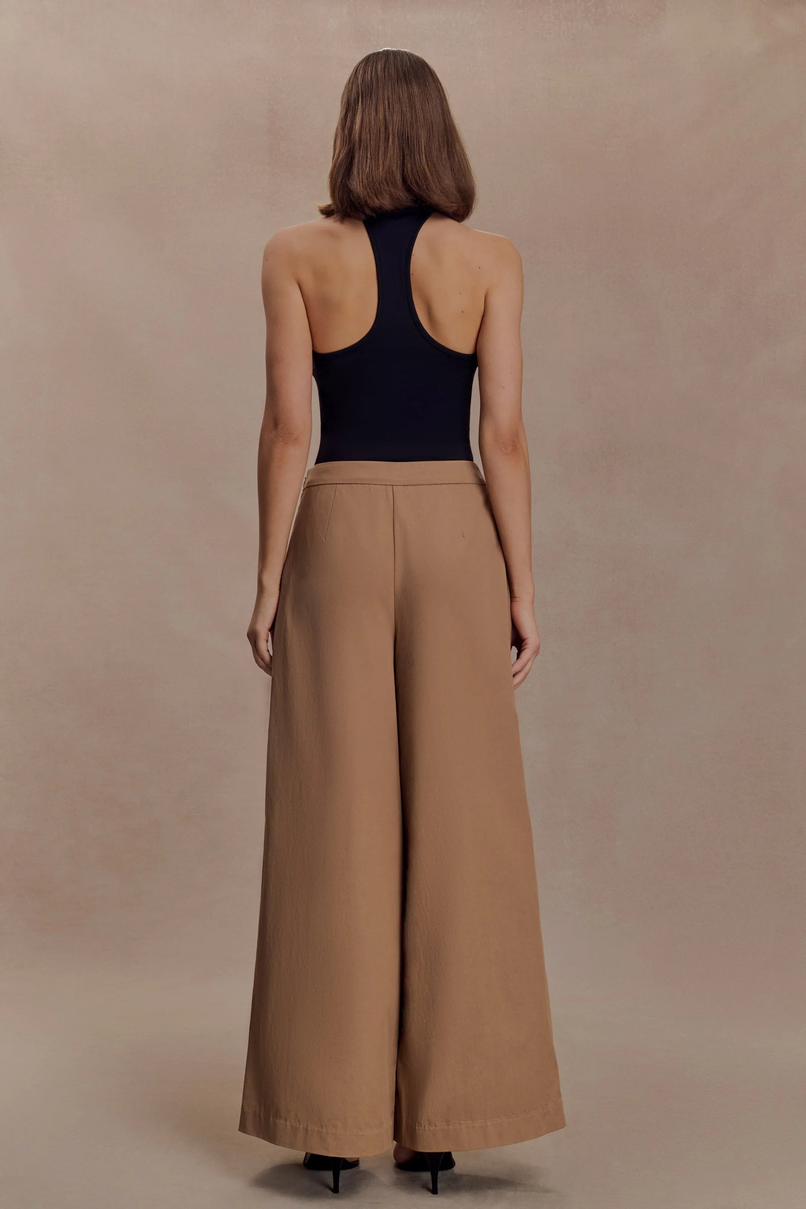 Owen Draped Wide Leg Pants Mocha