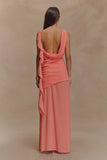 Daria Draped Chiffon Maxi Dress Pastel Nectarine