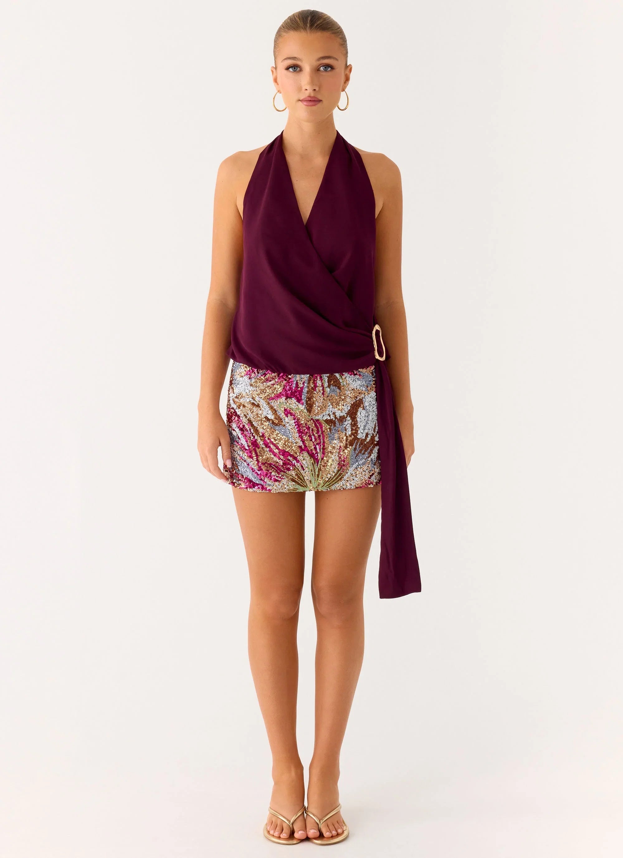 Bright Star Mini Skirt Floral Bead