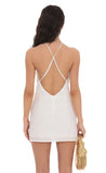 Textured High Neck Dress in White