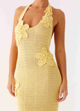 Novalee Flower Crochet Maxi Dress Yellow