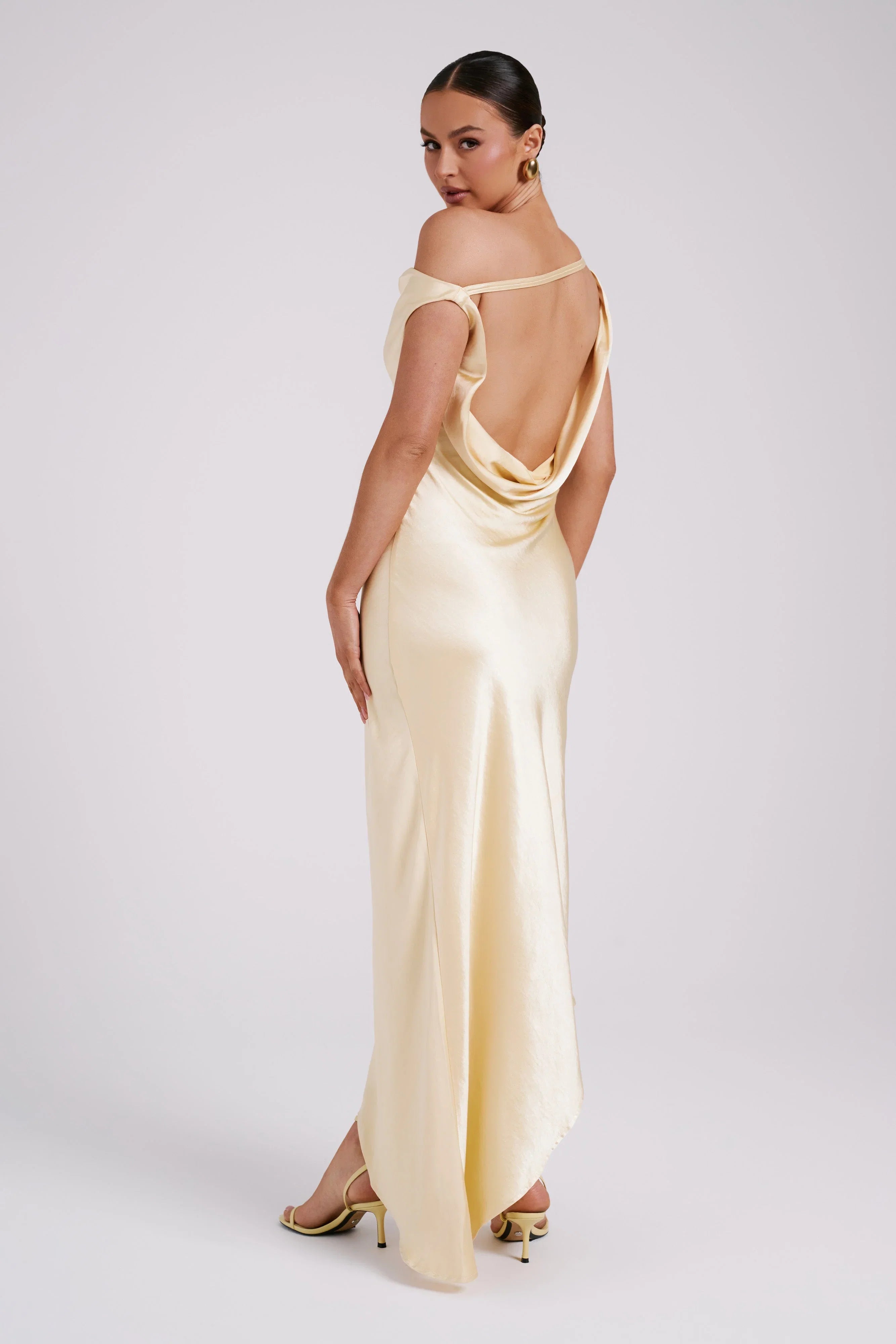 Yvette Slip Maxi Dress With Asymmetrical Hem Butter