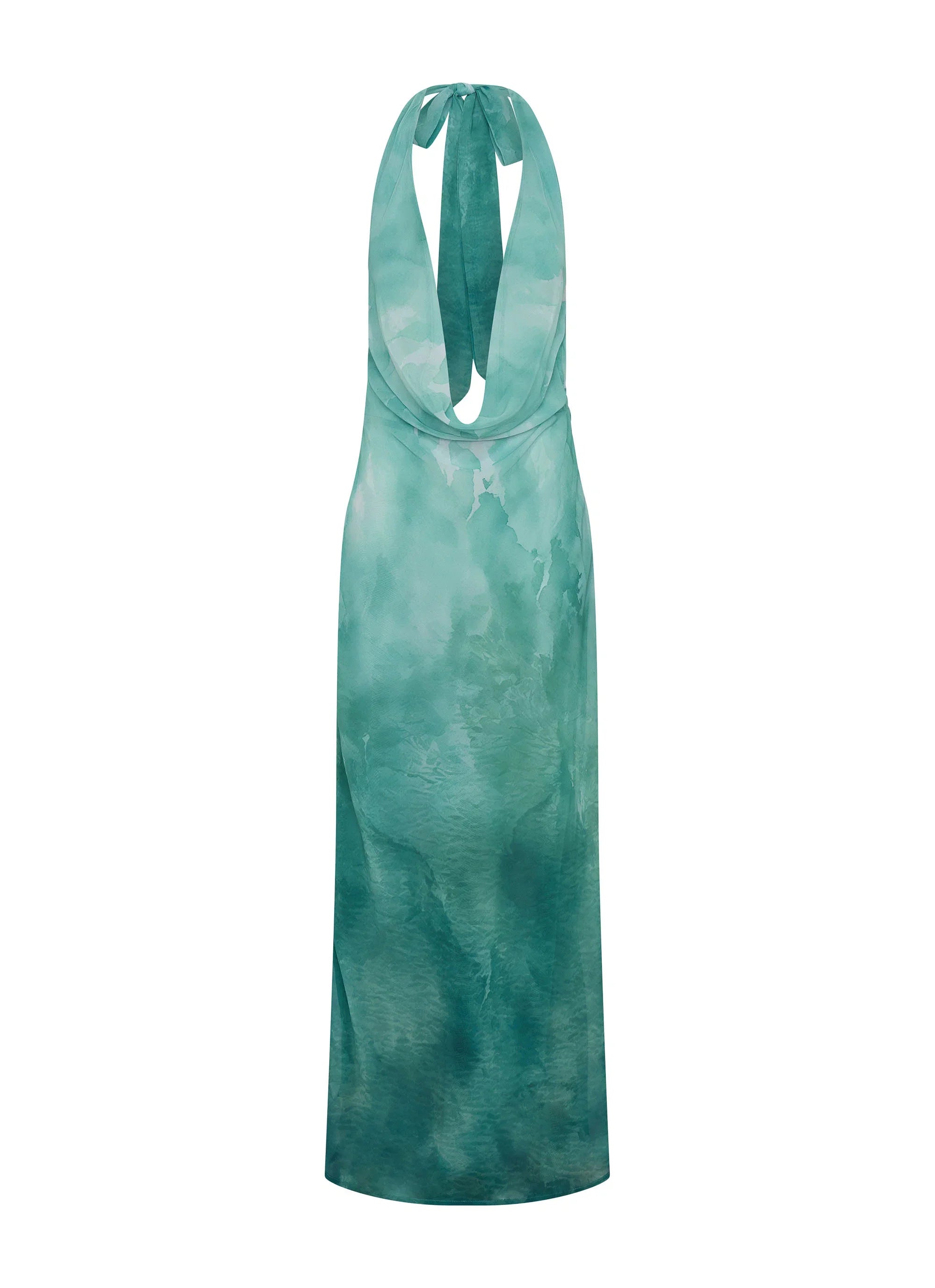 Nerissa Cowl Neck Maxi Dress Green Tie Dye
