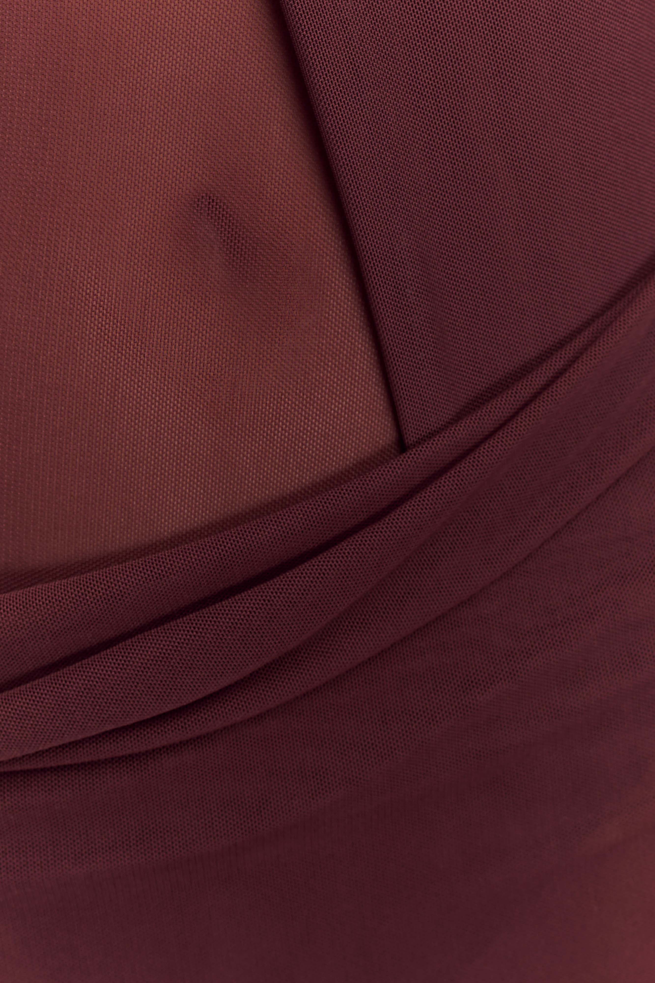 Edwina Knotted Mesh Maxi Dress Mahogany