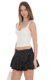 Polka Dot Flare Skort in Black