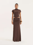 Chocolate Jersey Drop Waist Maxi Skirt