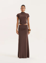 Chocolate Jersey Drop Waist Maxi Skirt