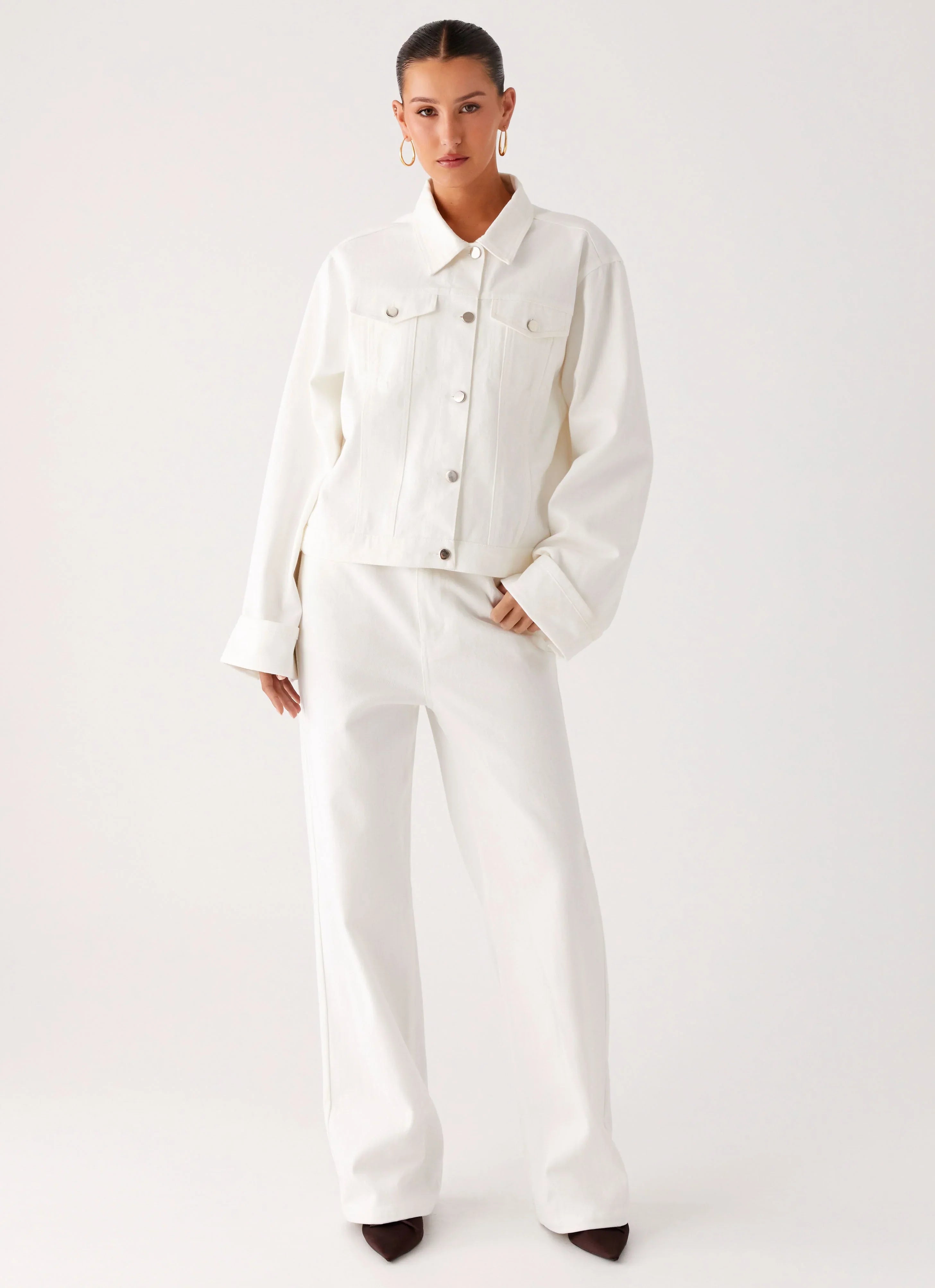 Back Again Oversized Denim Jacket White