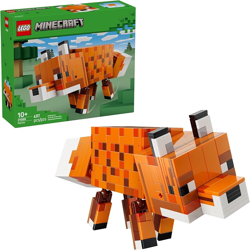 LEGO Minecraft The Fox Building Pretend Play Toy for Boys Girls Poseable Video Game Character for Kids Ages 10 Room Decor for Gaming Fans Gift Idea for Birthdays 21588