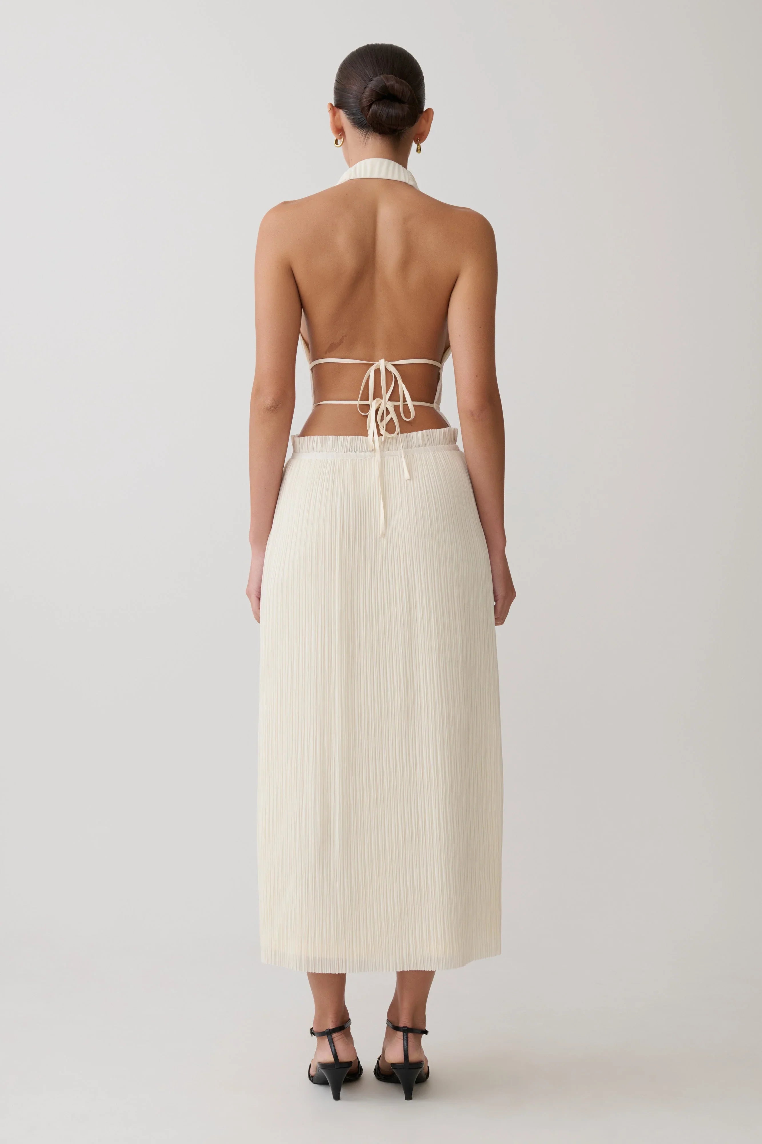 Thien Cowl Halter Midi Dress Ivory