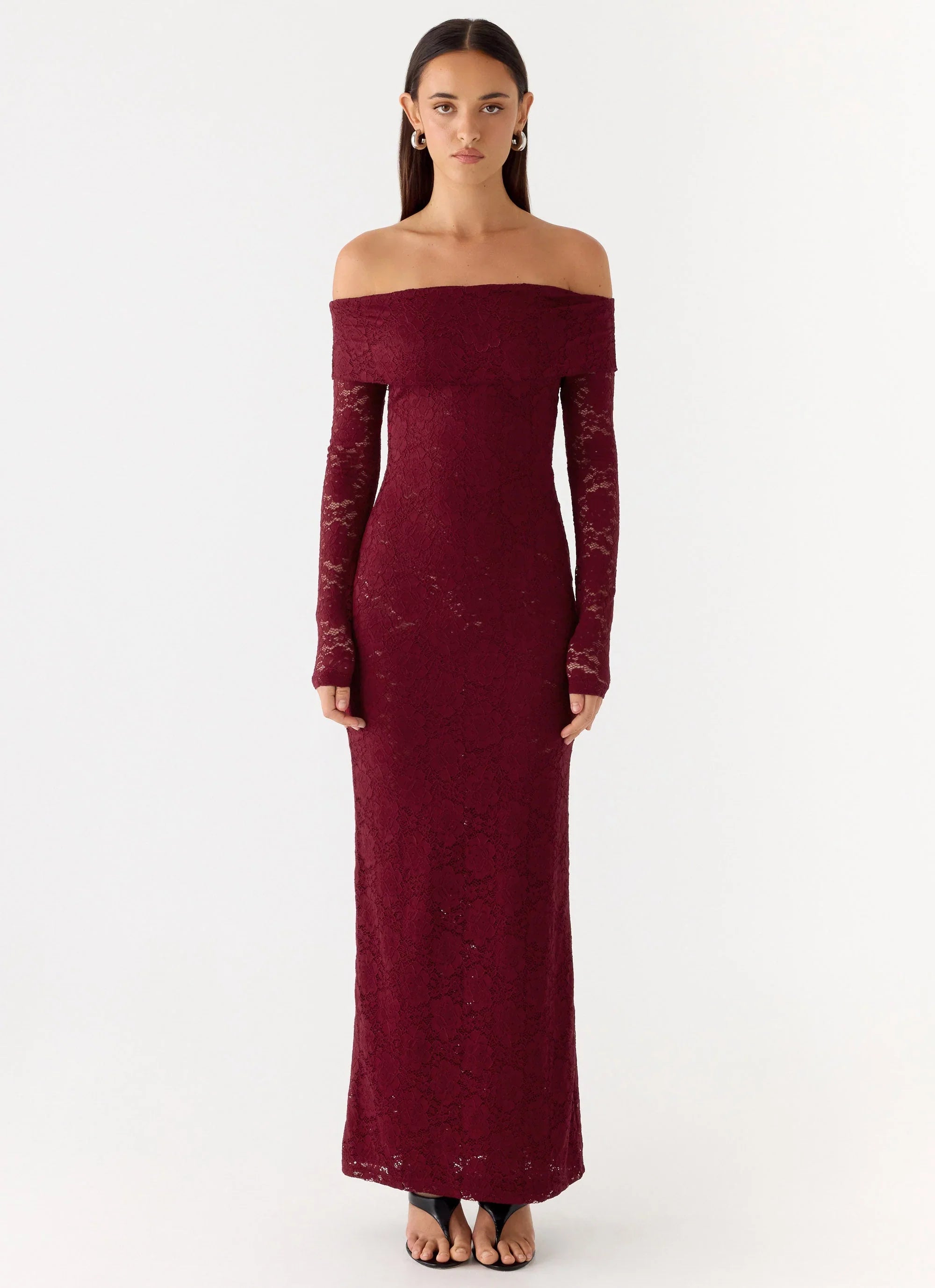 Yours Always Lace Maxi Dress Merlot