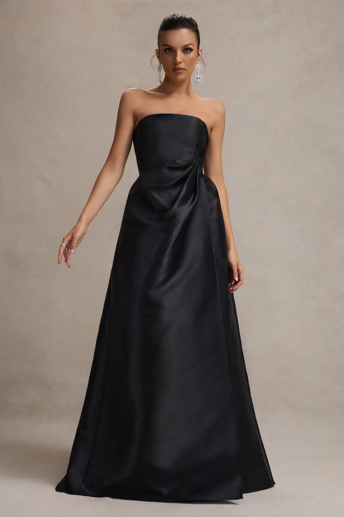 Universe Black Bandeau Puff Skirt Split Maxi Dress