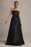 Universe Black Bandeau Puff Skirt Split Maxi Dress