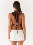 Maddox Scarf Top Chocolate