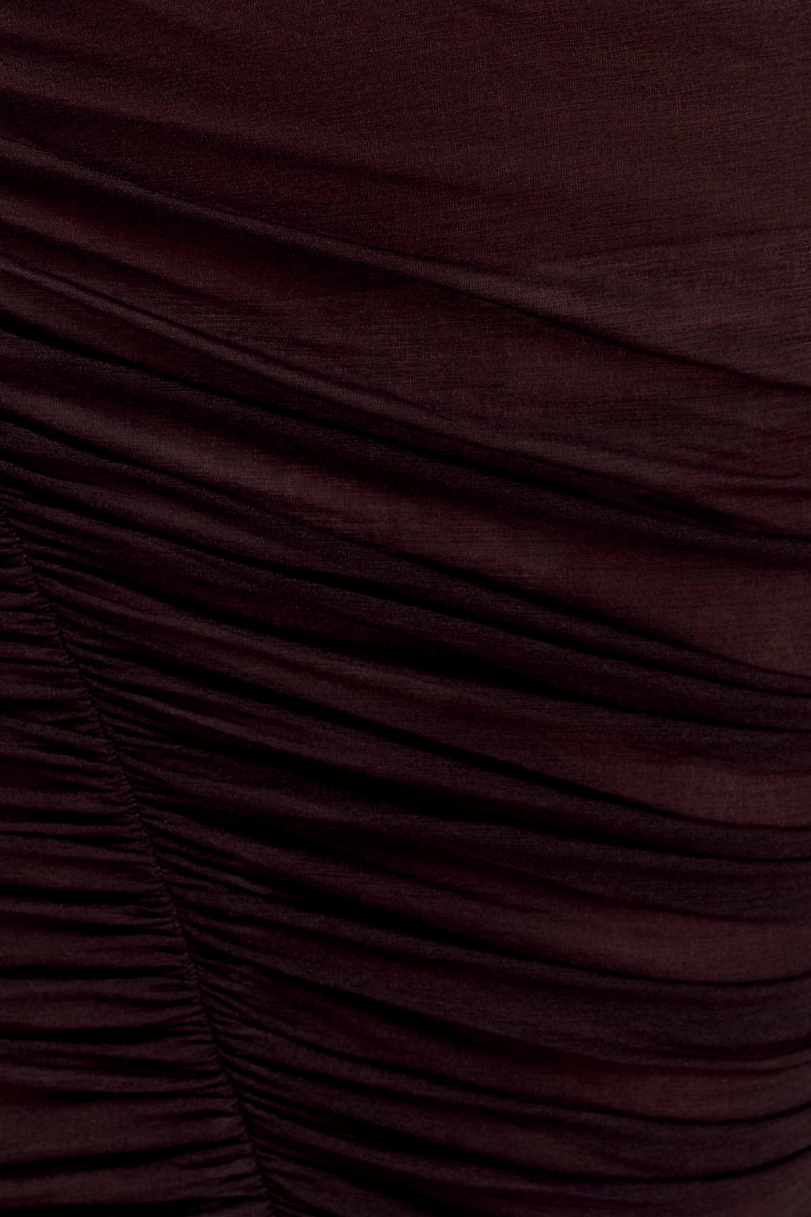 Matilda Ruched Mesh Maxi Skirt Chocolate