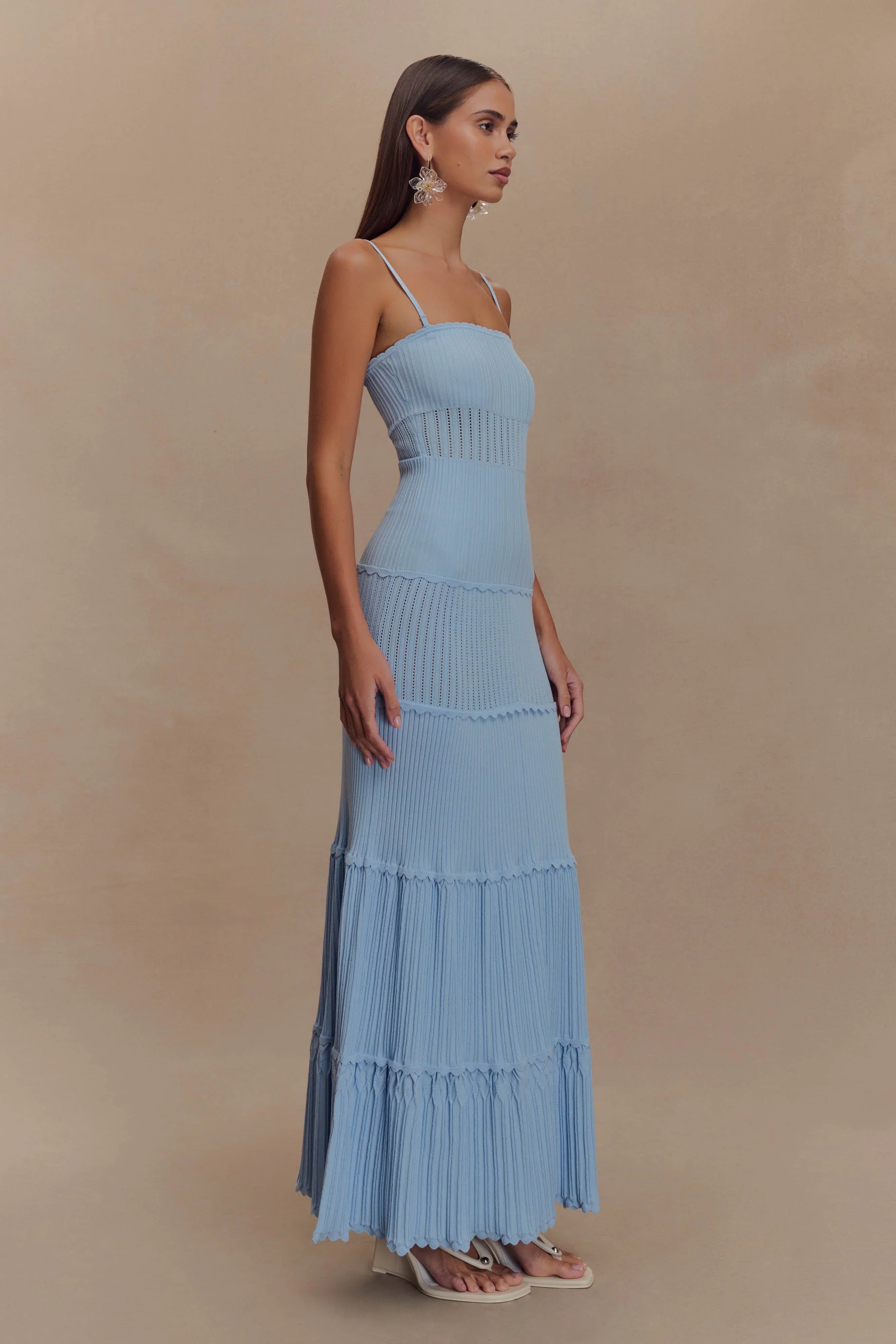 Finley Pointelle Knit Maxi Dress Cornflower Blue