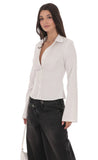 Pinstripe Button Up Shirt in White