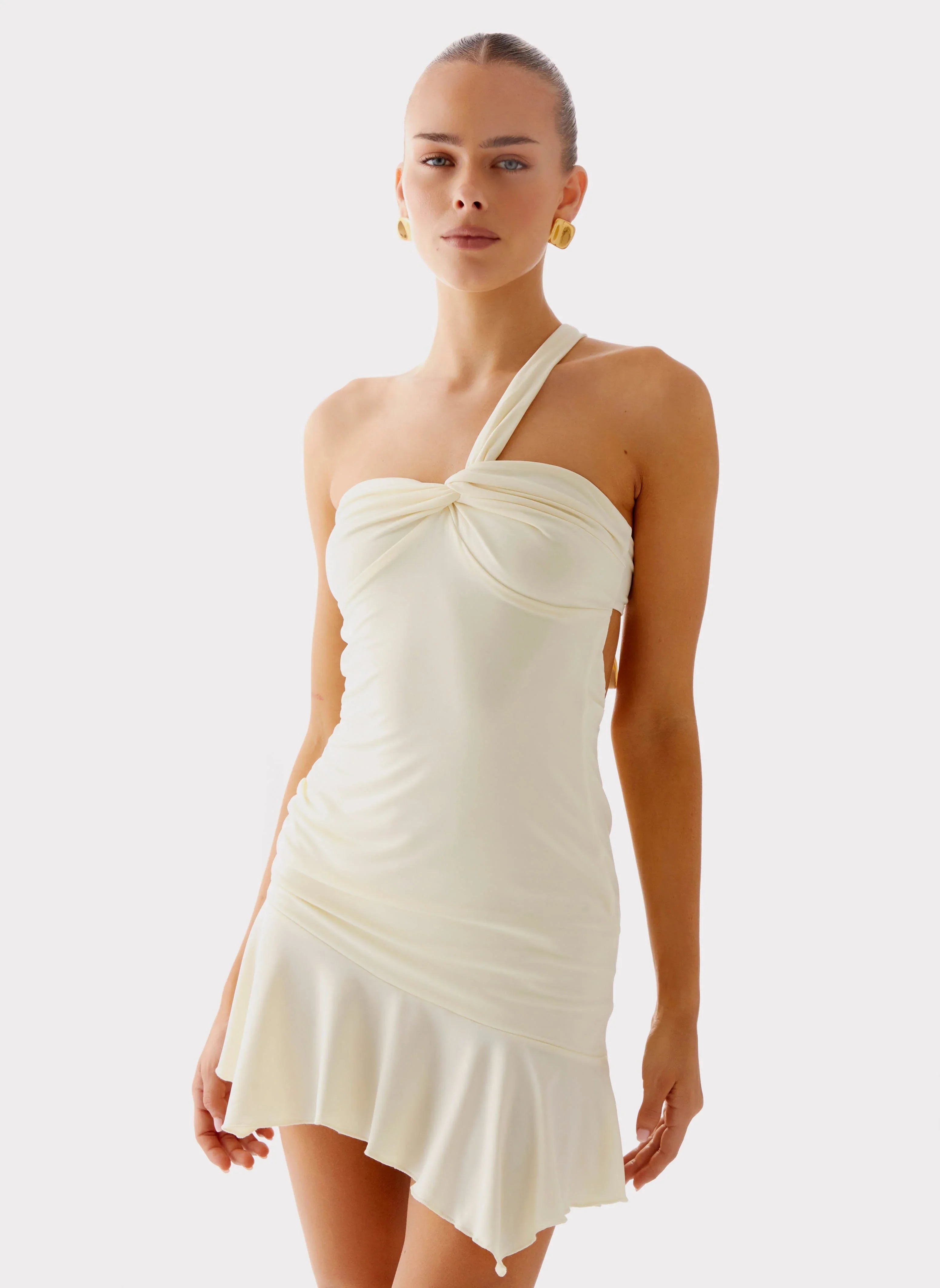 Not Your Fan Cut Out Mini Dress Yellow